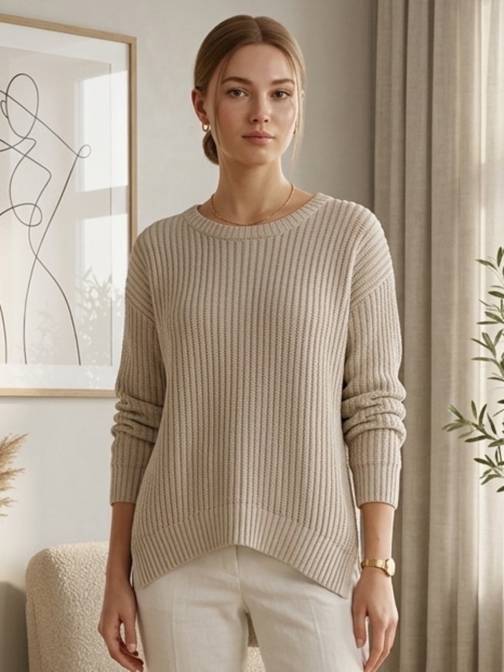 Apt. 9 | Beige Sand Minimalist Neutral Oversized Long Sweater Women’s Small GUC